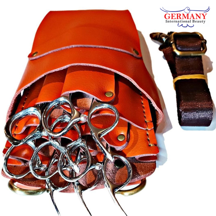 Premium Leather Hairstylist Holster: Protect 5 Hair Shears