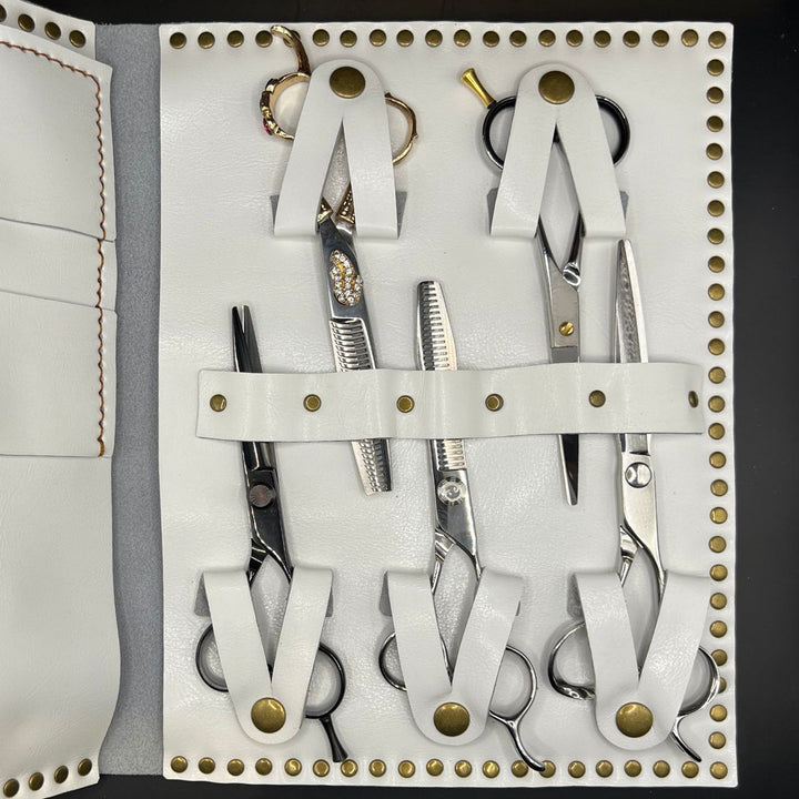 Premium White Leather Scissor Case - 5 Scissor Pocket - Image 2