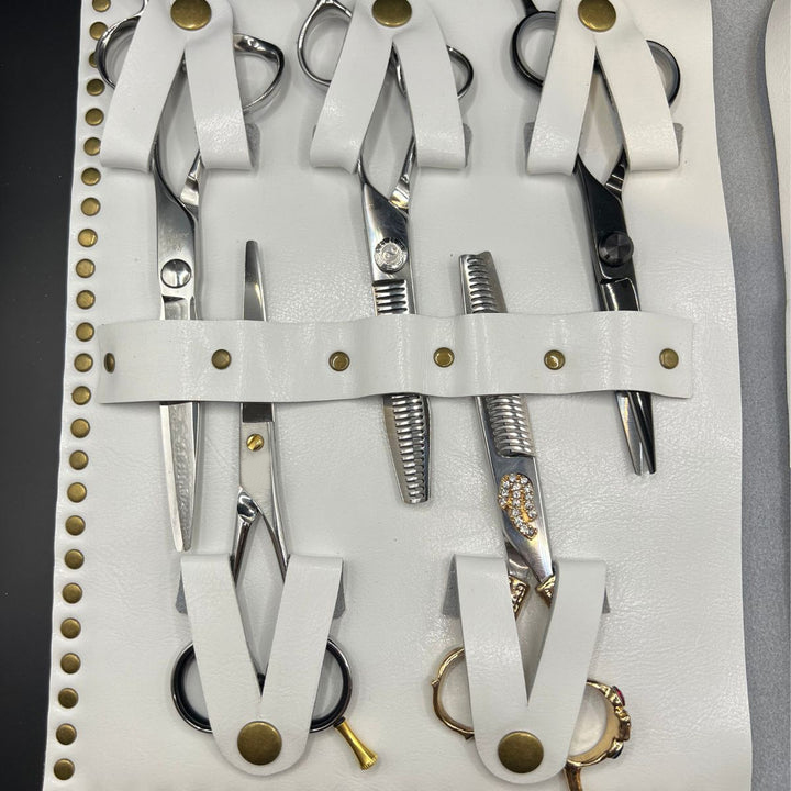 Premium White Leather Scissor Case - 5 Scissor Pocket - Image 5